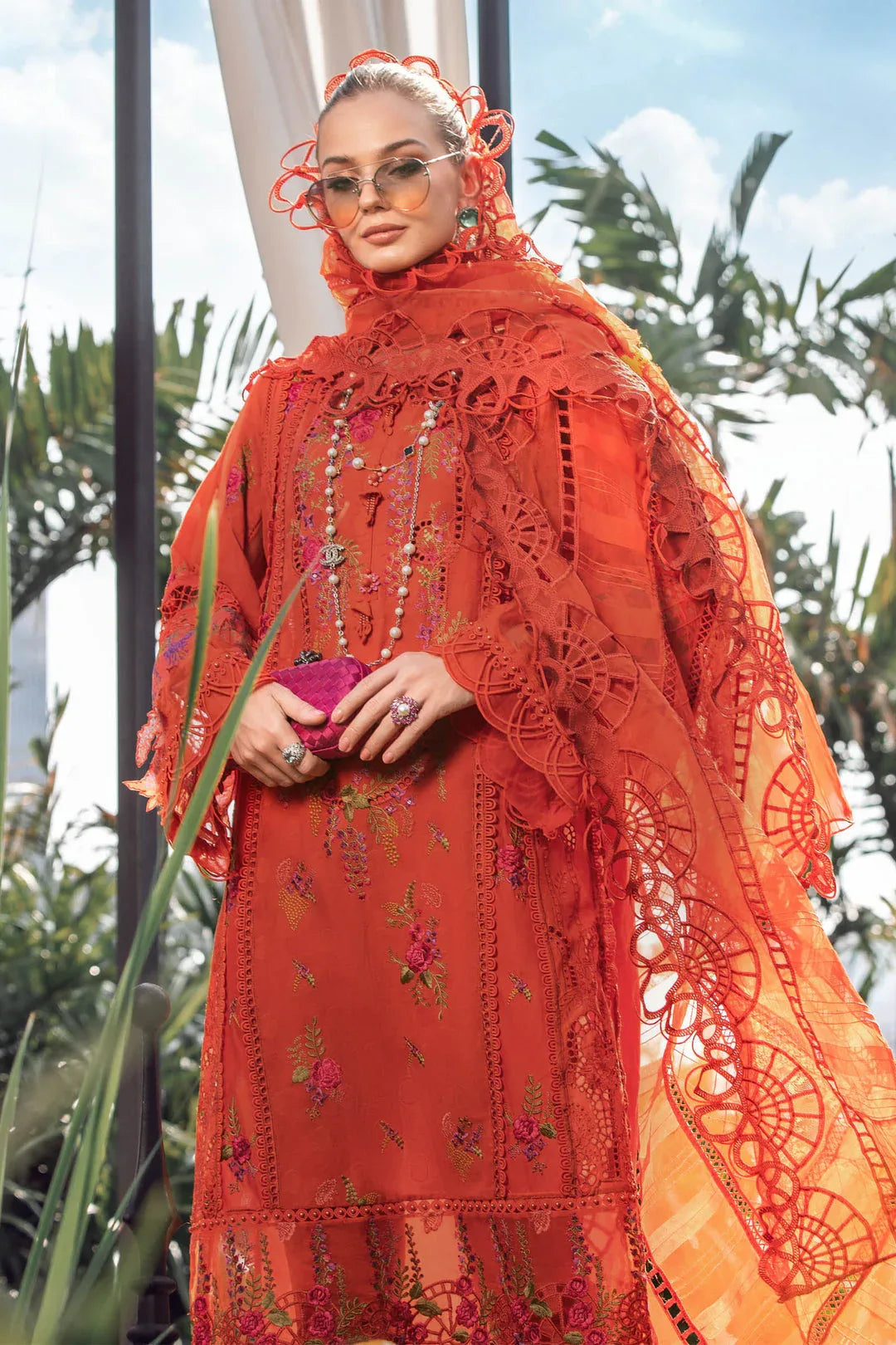 MARIA B EID COLLECTION EL-23-03-Brunt Orange - Aqsa Fabrics