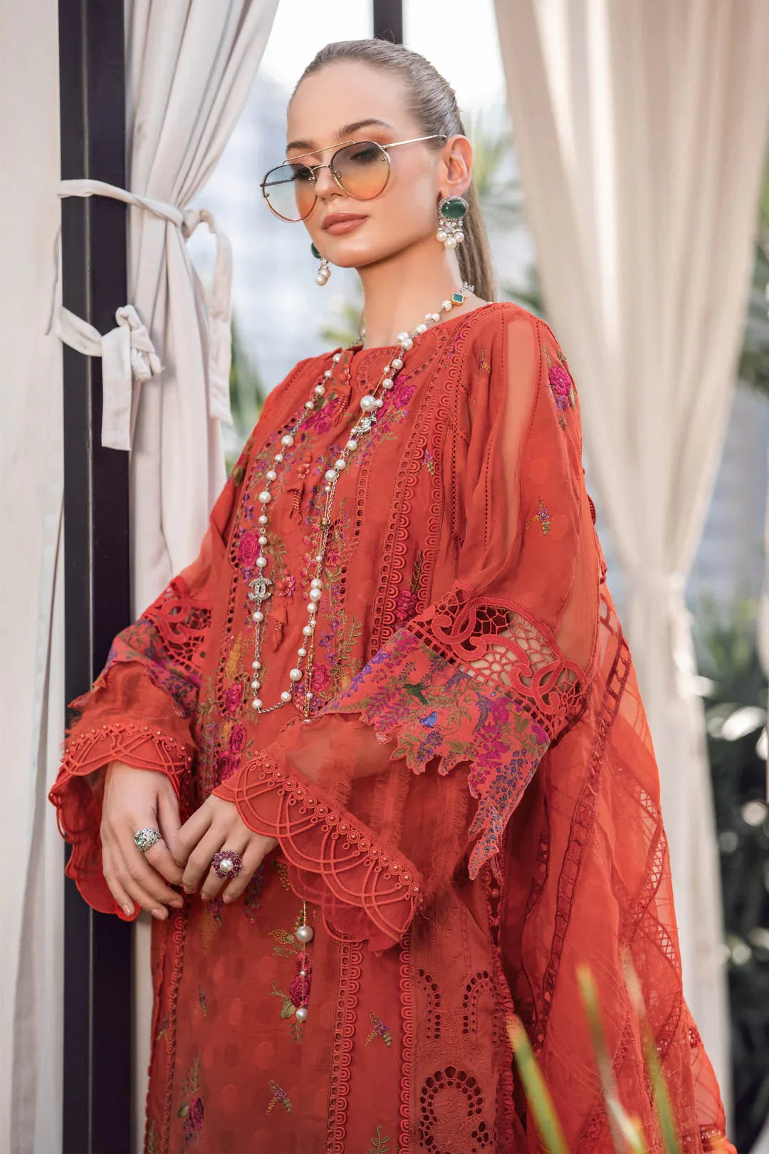 MARIA B EID COLLECTION EL-23-03-Brunt Orange - Aqsa Fabrics