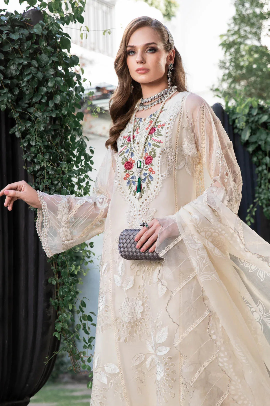 MARIA B EID COLLECTION UNSTITCHED EL-23-01-Cream - Aqsa Fabrics