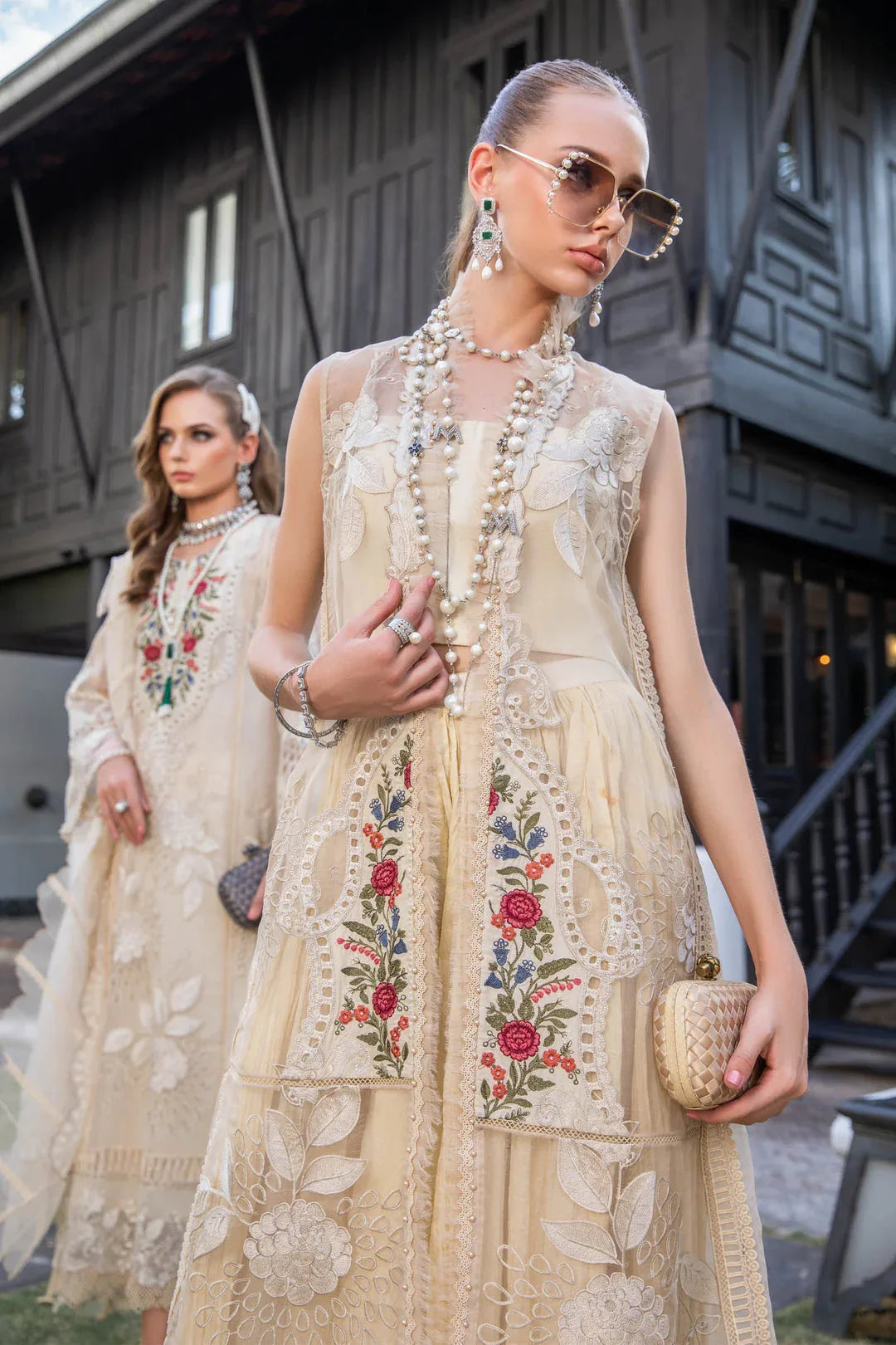 MARIA B EID COLLECTION UNSTITCHED EL-23-01-Cream - Aqsa Fabrics