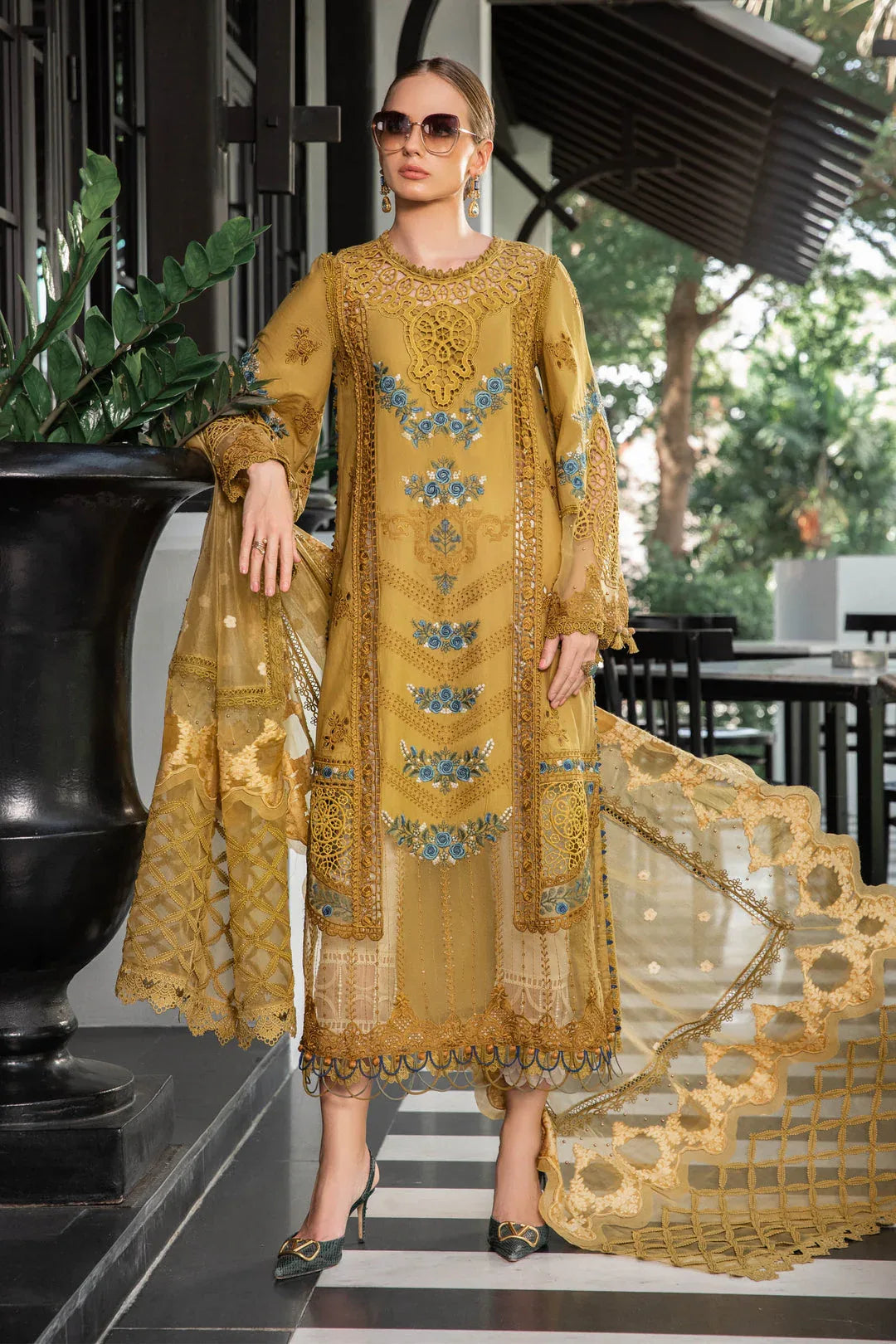 MARIA B EID COLLECTION UNSTITCHED EL-23-06-Mustard - Aqsa Fabrics
