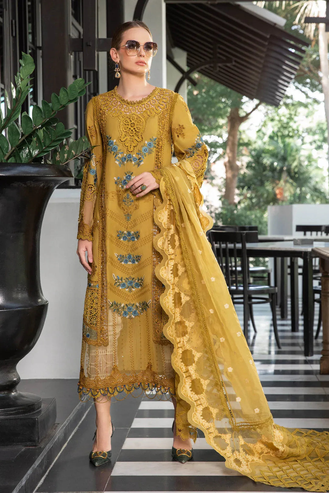 MARIA B EID COLLECTION UNSTITCHED EL-23-06-Mustard - Aqsa Fabrics