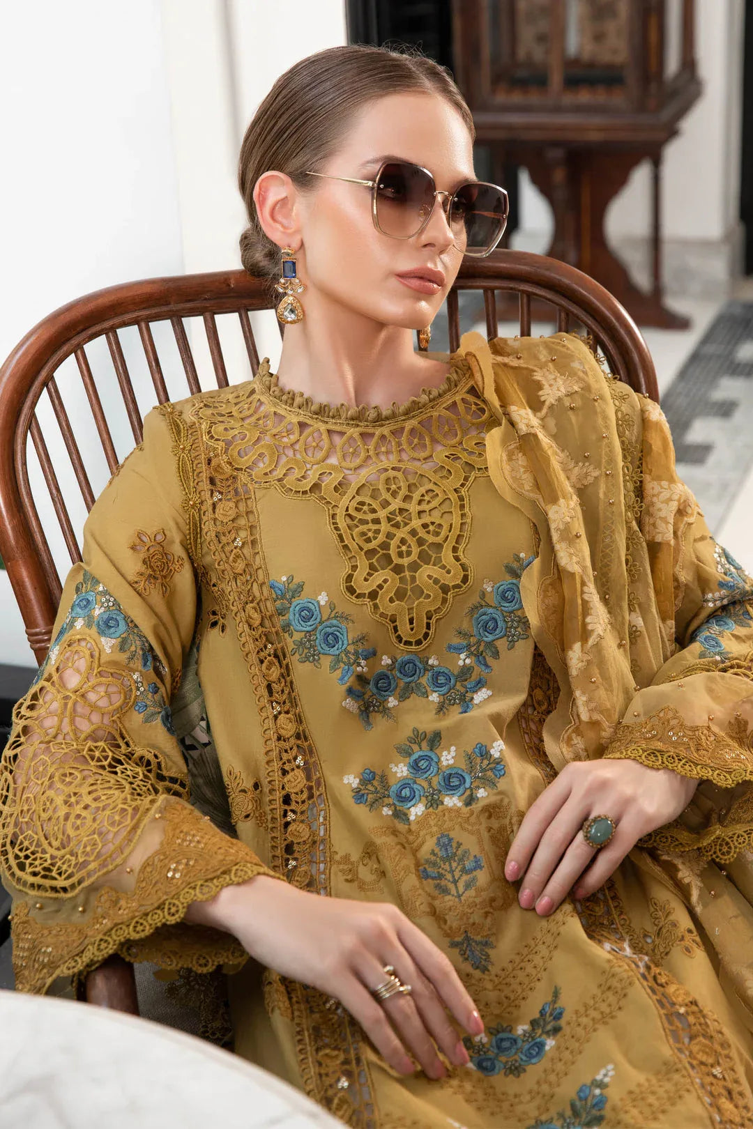 MARIA B EID COLLECTION UNSTITCHED EL-23-06-Mustard - Aqsa Fabrics