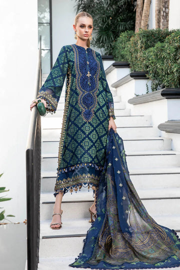 MARIA B EID COLLECTION UNSTITCHED EL-23-08-Blue - Aqsa Fabrics