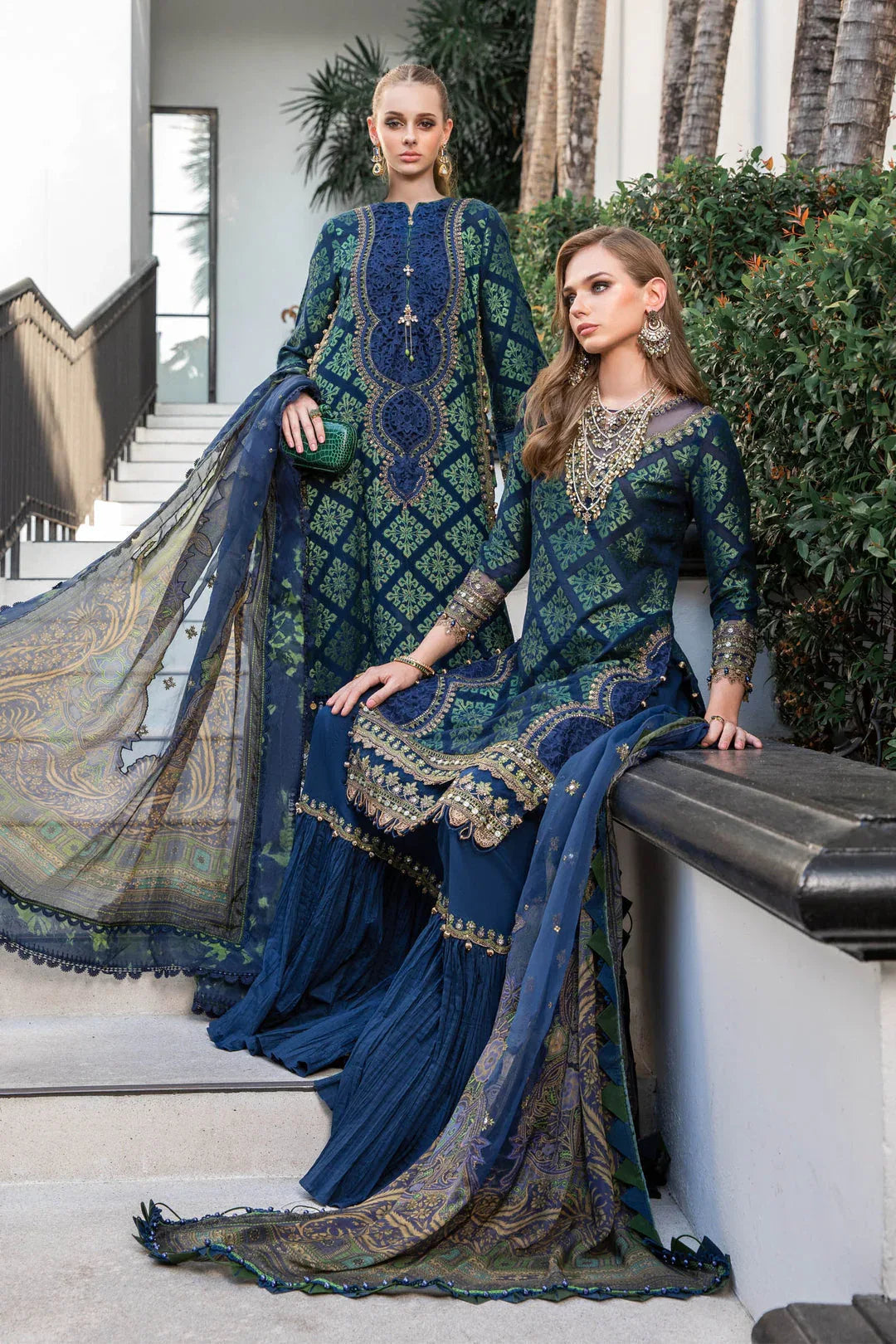 MARIA B EID COLLECTION UNSTITCHED EL-23-08-Blue - Aqsa Fabrics