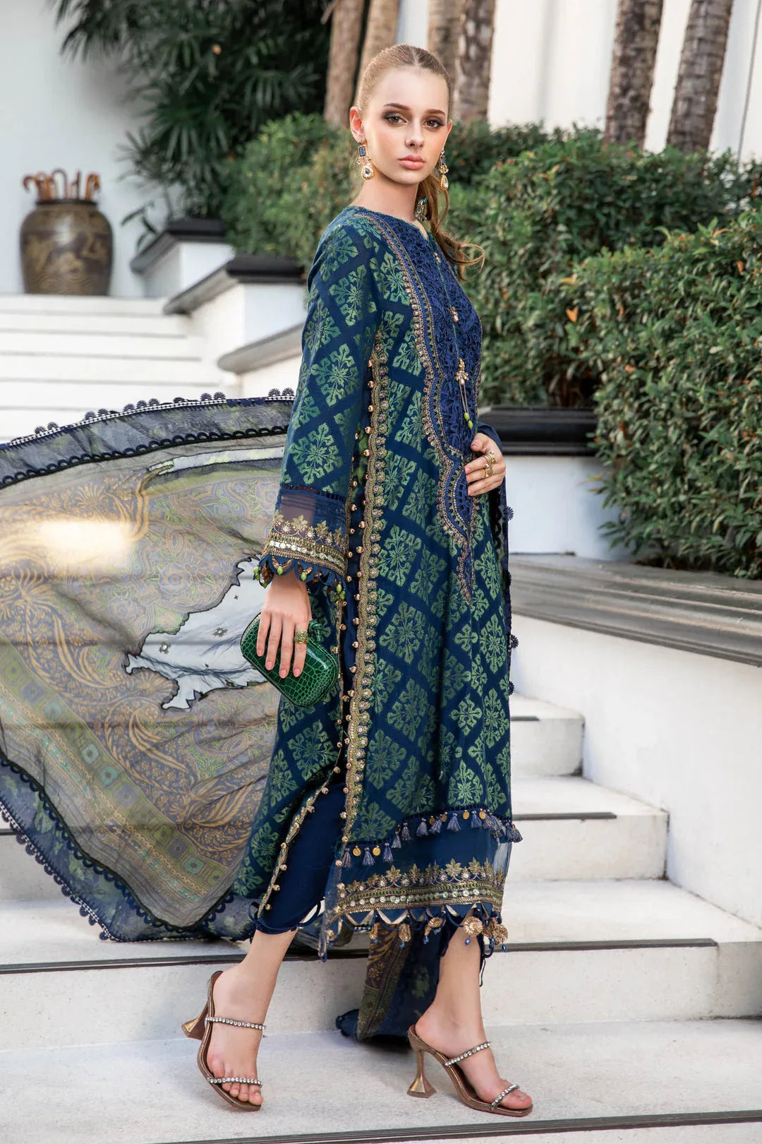 MARIA B EID COLLECTION UNSTITCHED EL-23-08-Blue - Aqsa Fabrics