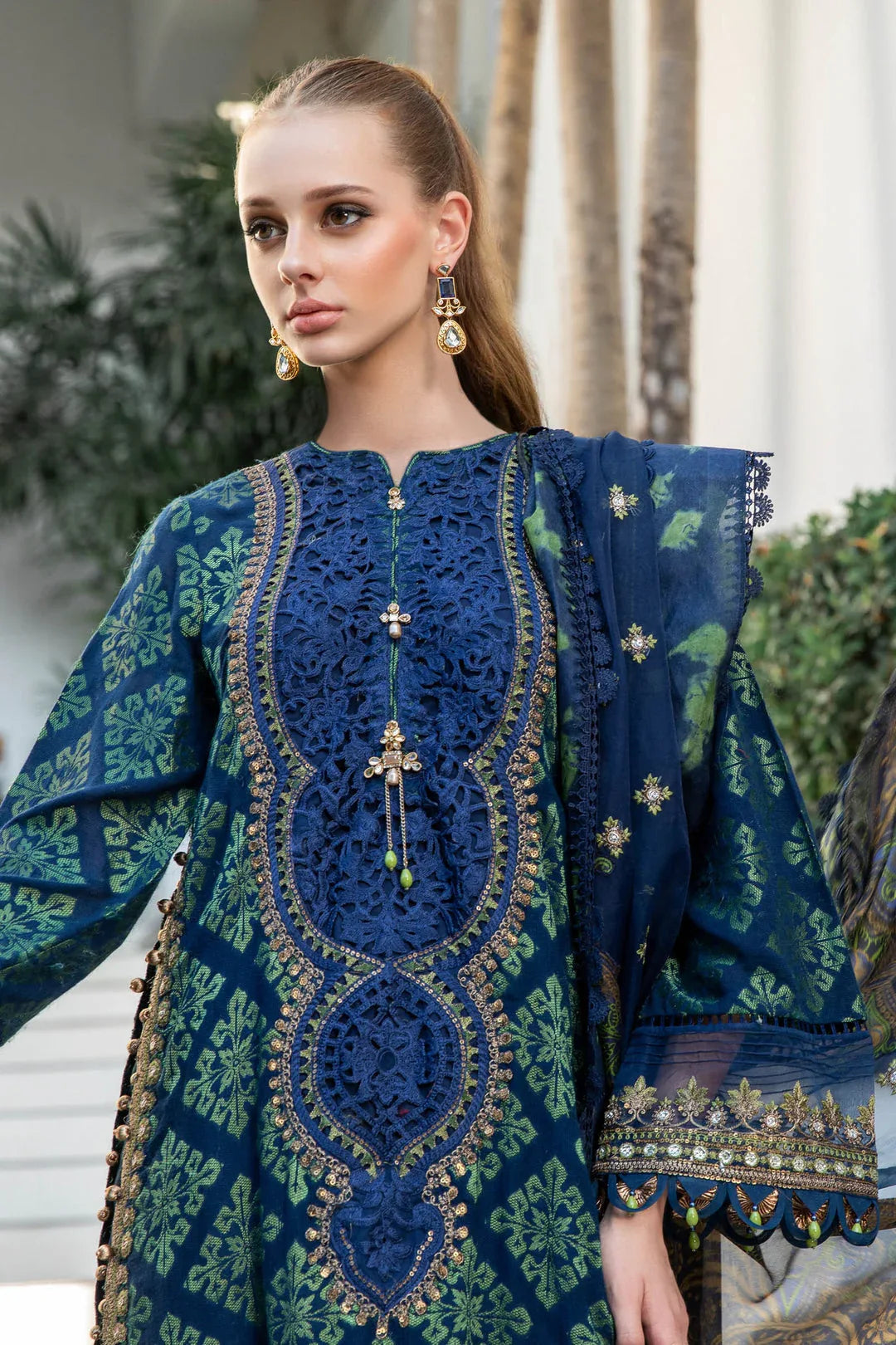 MARIA B EID COLLECTION UNSTITCHED EL-23-08-Blue - Aqsa Fabrics
