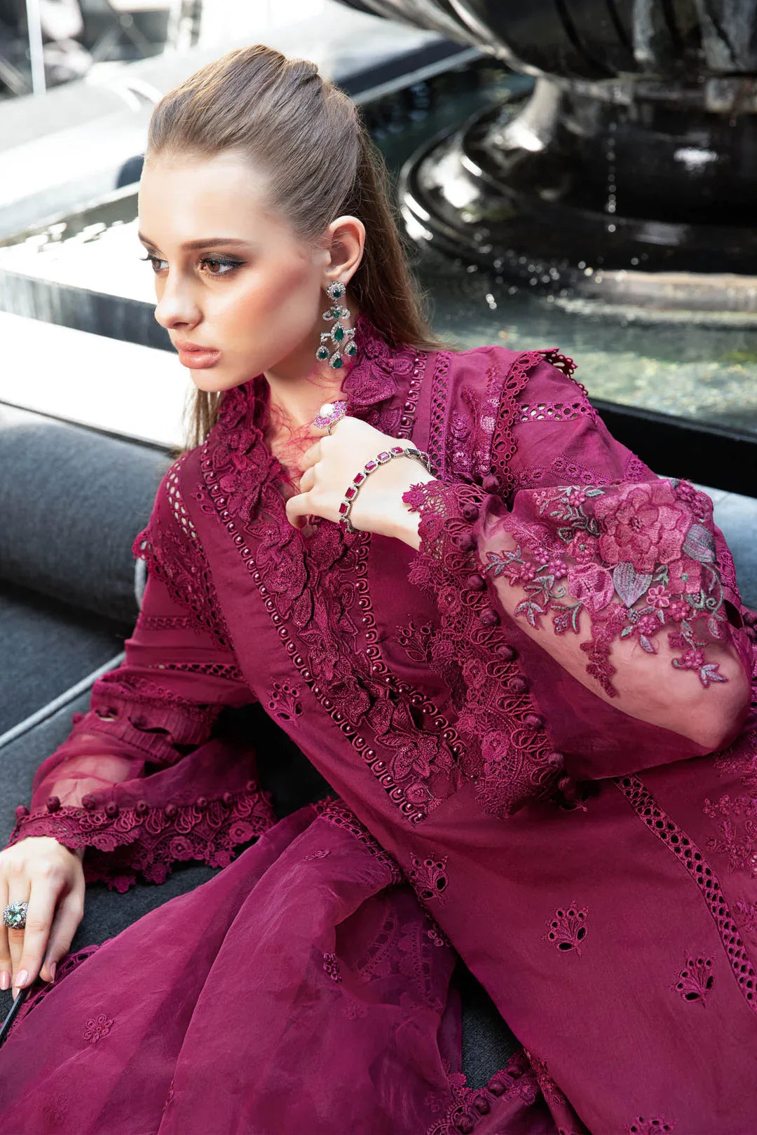 MARIA B EID COLLECTION UNSTITCHED EL-23-09-Magenta - Aqsa Fabrics
