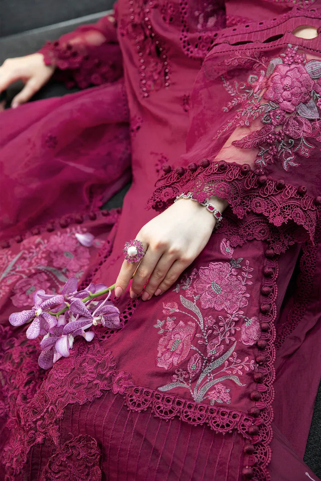 MARIA B EID COLLECTION UNSTITCHED EL-23-09-Magenta - Aqsa Fabrics