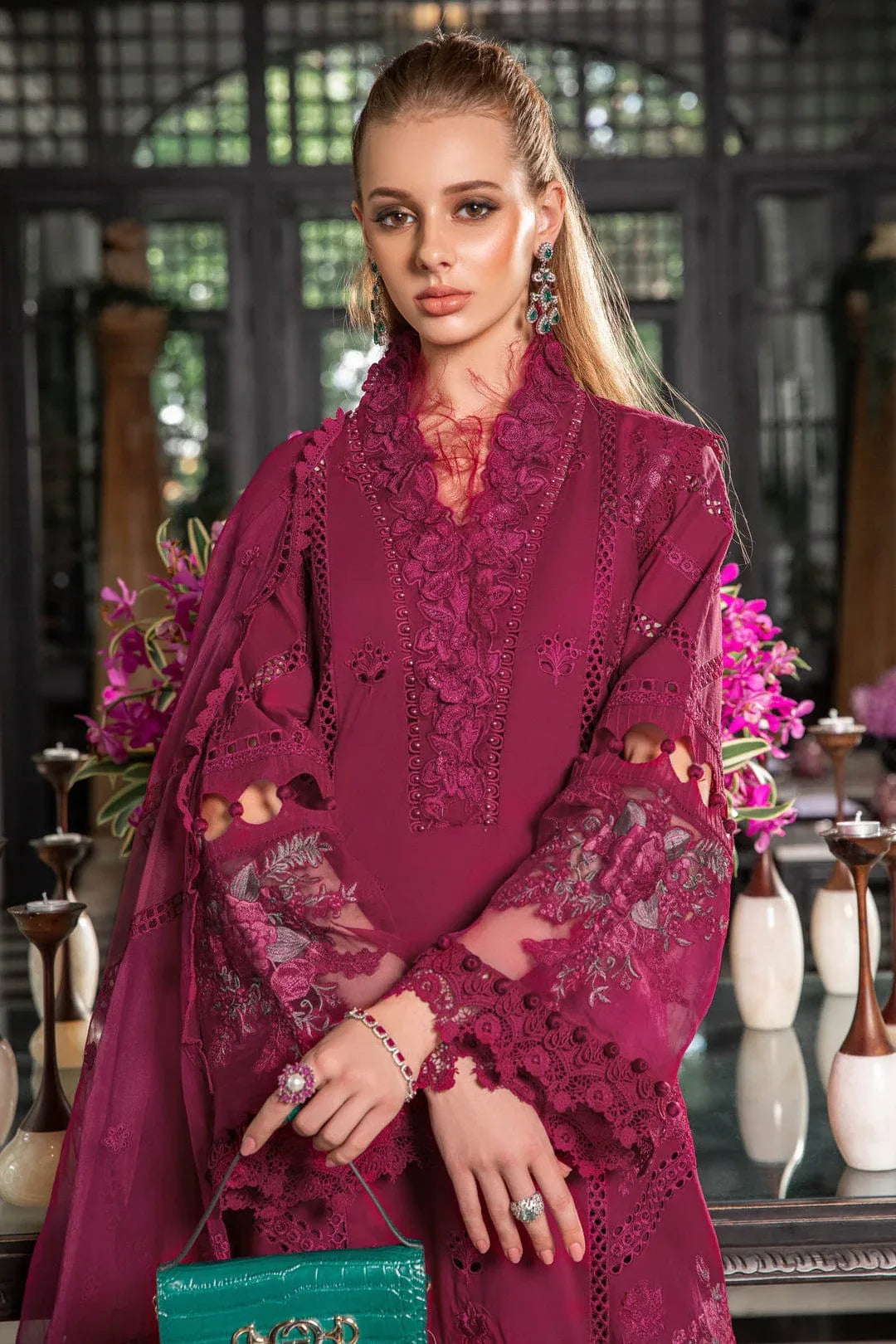 MARIA B EID COLLECTION UNSTITCHED EL-23-09-Magenta - Aqsa Fabrics