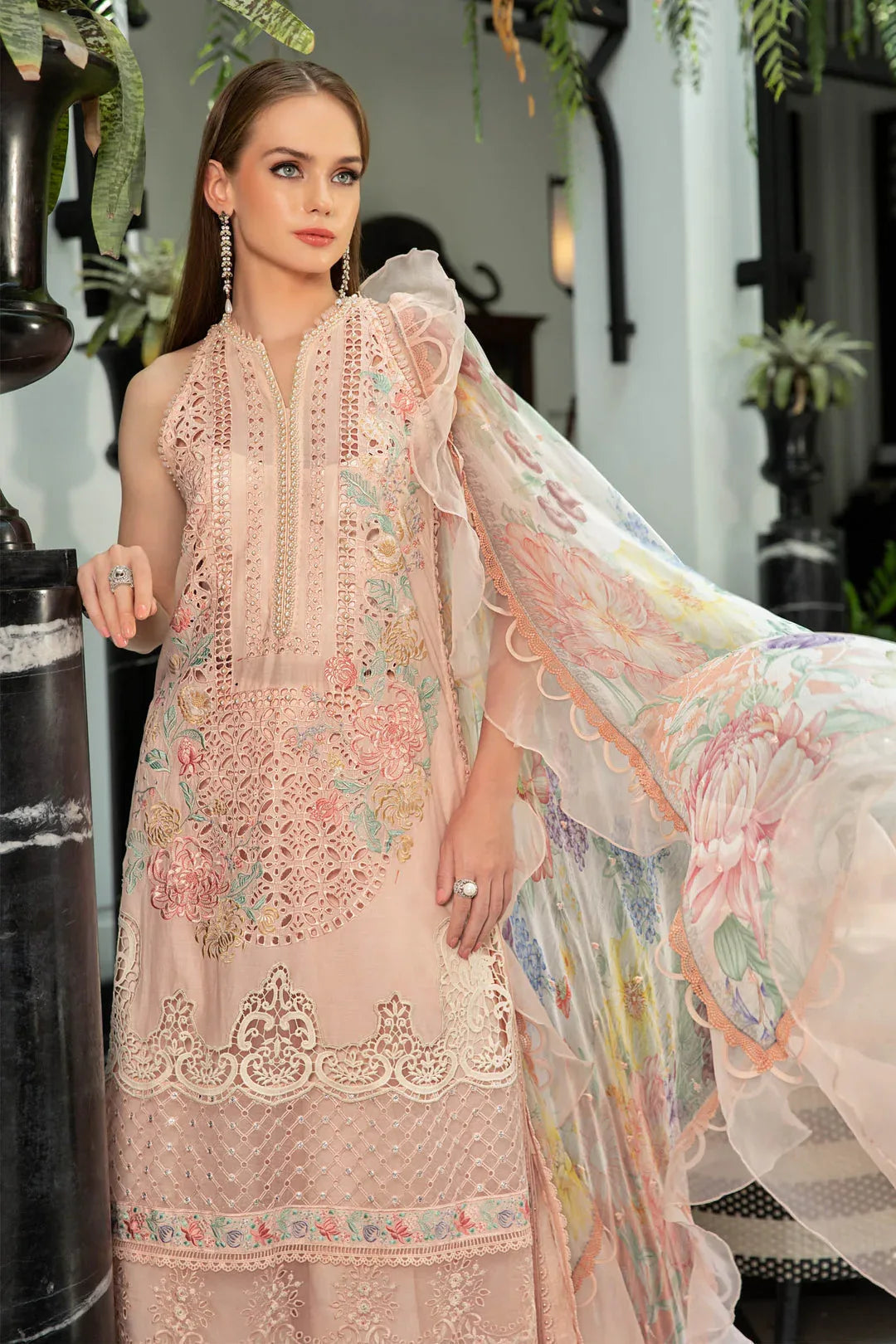 MARIA B EID LAWN COLLECTION EL-23-07-Peach - Aqsa Fabrics
