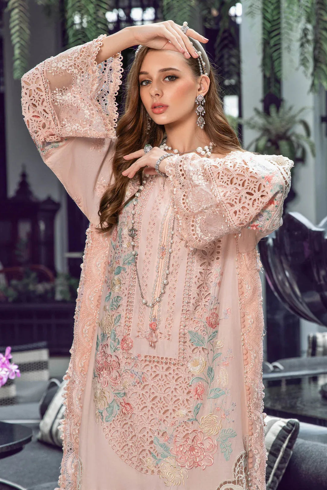MARIA B EID LAWN COLLECTION EL-23-07-Peach - Aqsa Fabrics