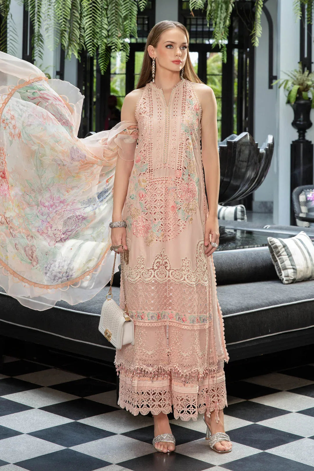 MARIA B EID LAWN COLLECTION EL-23-07-Peach - Aqsa Fabrics