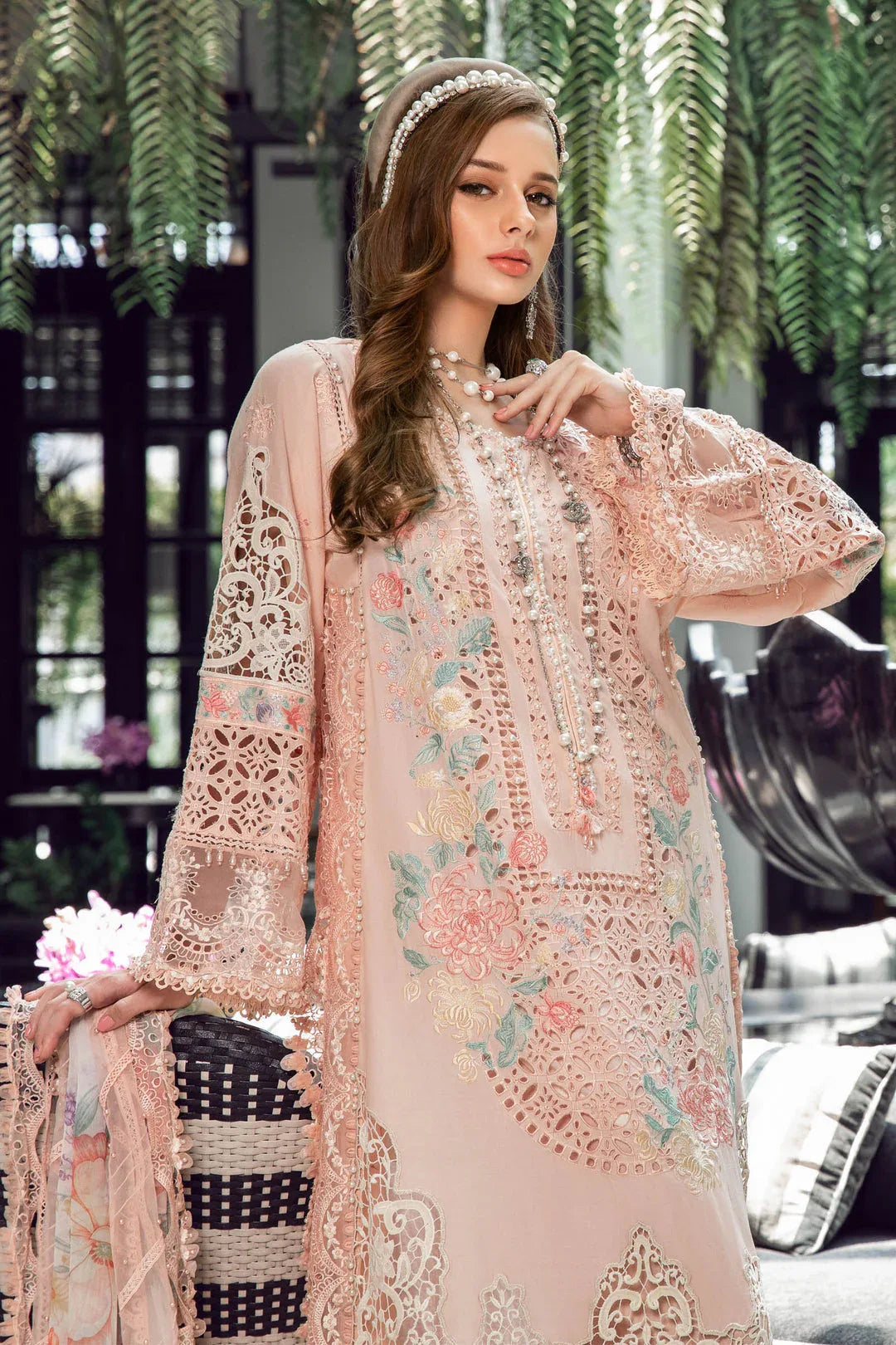 MARIA B EID LAWN COLLECTION EL-23-07-Peach - Aqsa Fabrics