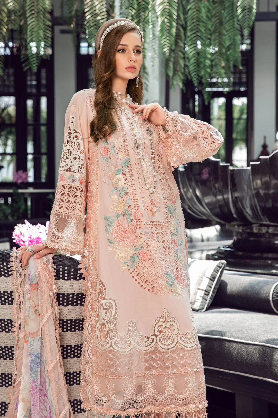 MARIA B EID LAWN COLLECTION EL-23-07-Peach - Aqsa Fabrics