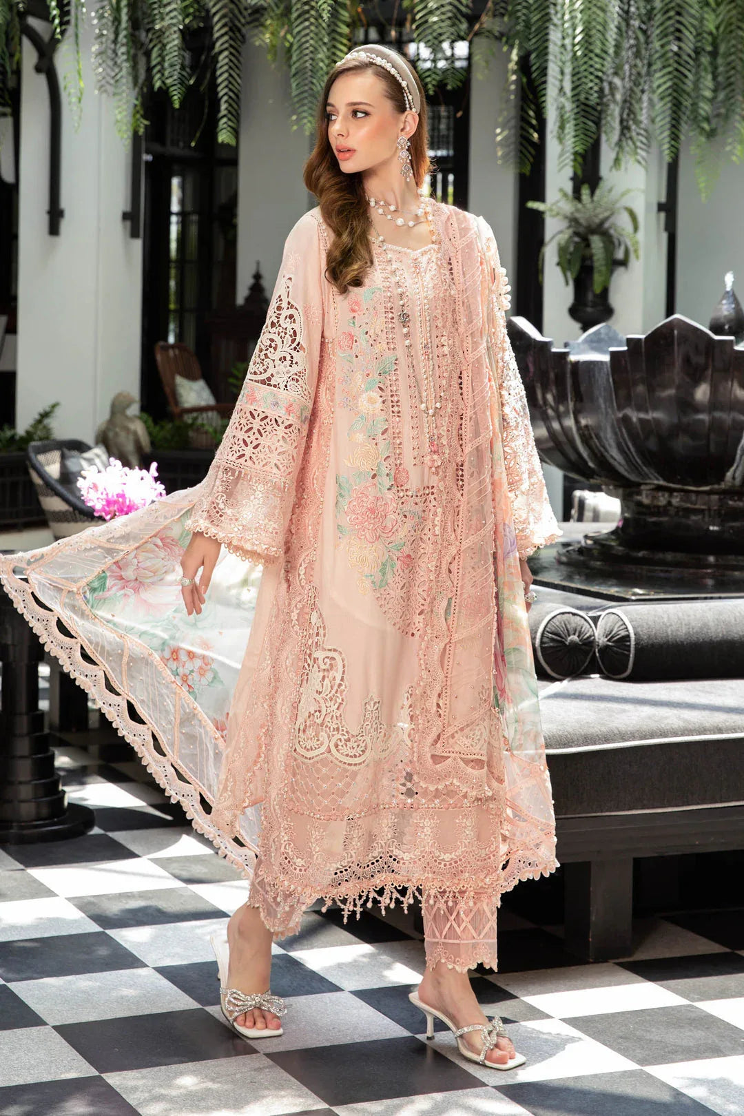 MARIA B EID LAWN COLLECTION EL-23-07-Peach - Aqsa Fabrics