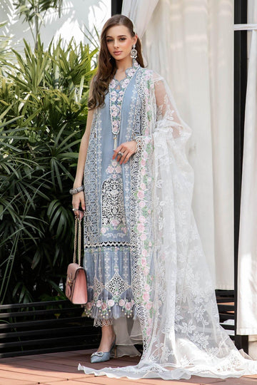 MARIA B EID LAWN COLLECTION EL-23-10-Ice Blue - Aqsa Fabrics
