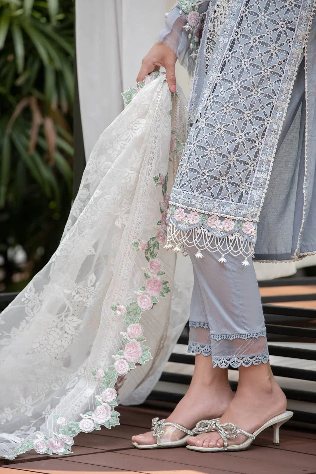 MARIA B EID LAWN COLLECTION EL-23-10-Ice Blue - Aqsa Fabrics