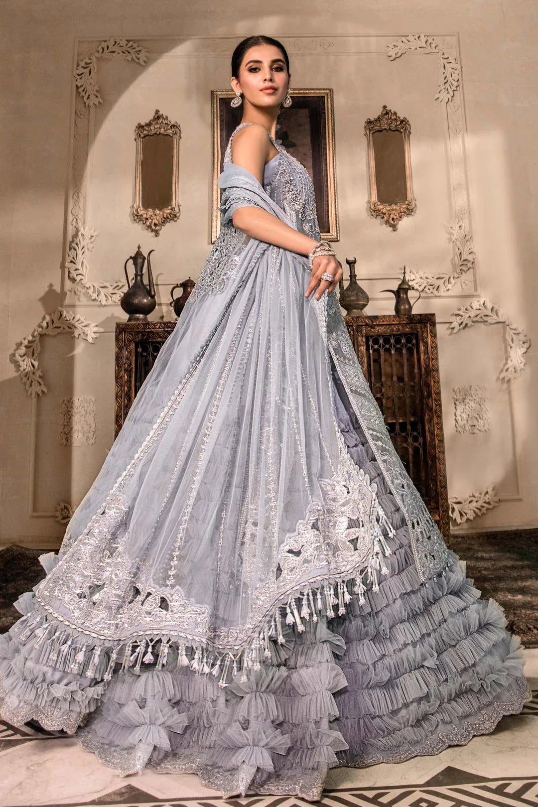 MARIA B Ice Blue BD-2603C MBROIDERED - Aqsa Fabrics