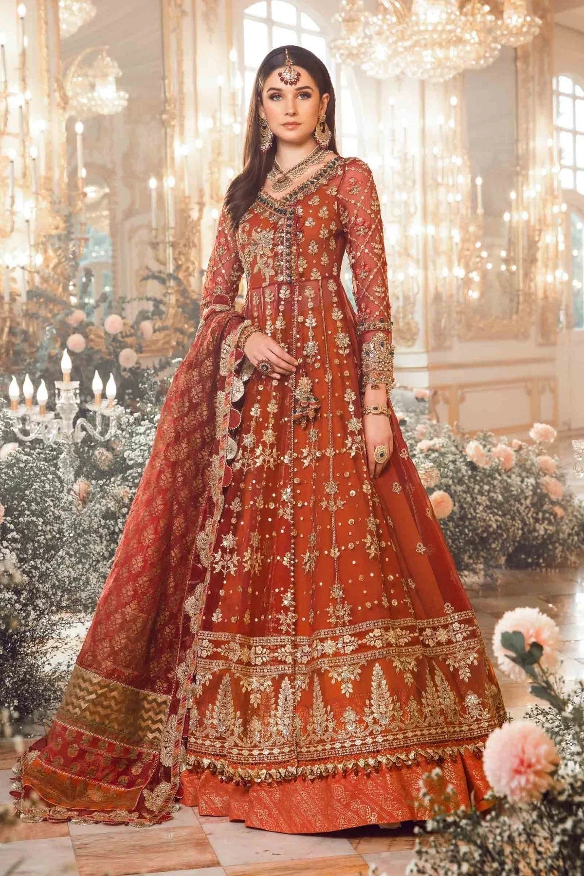 MARIA B-MBROIDERED | Maroon BD-2705 - Aqsa Fabrics