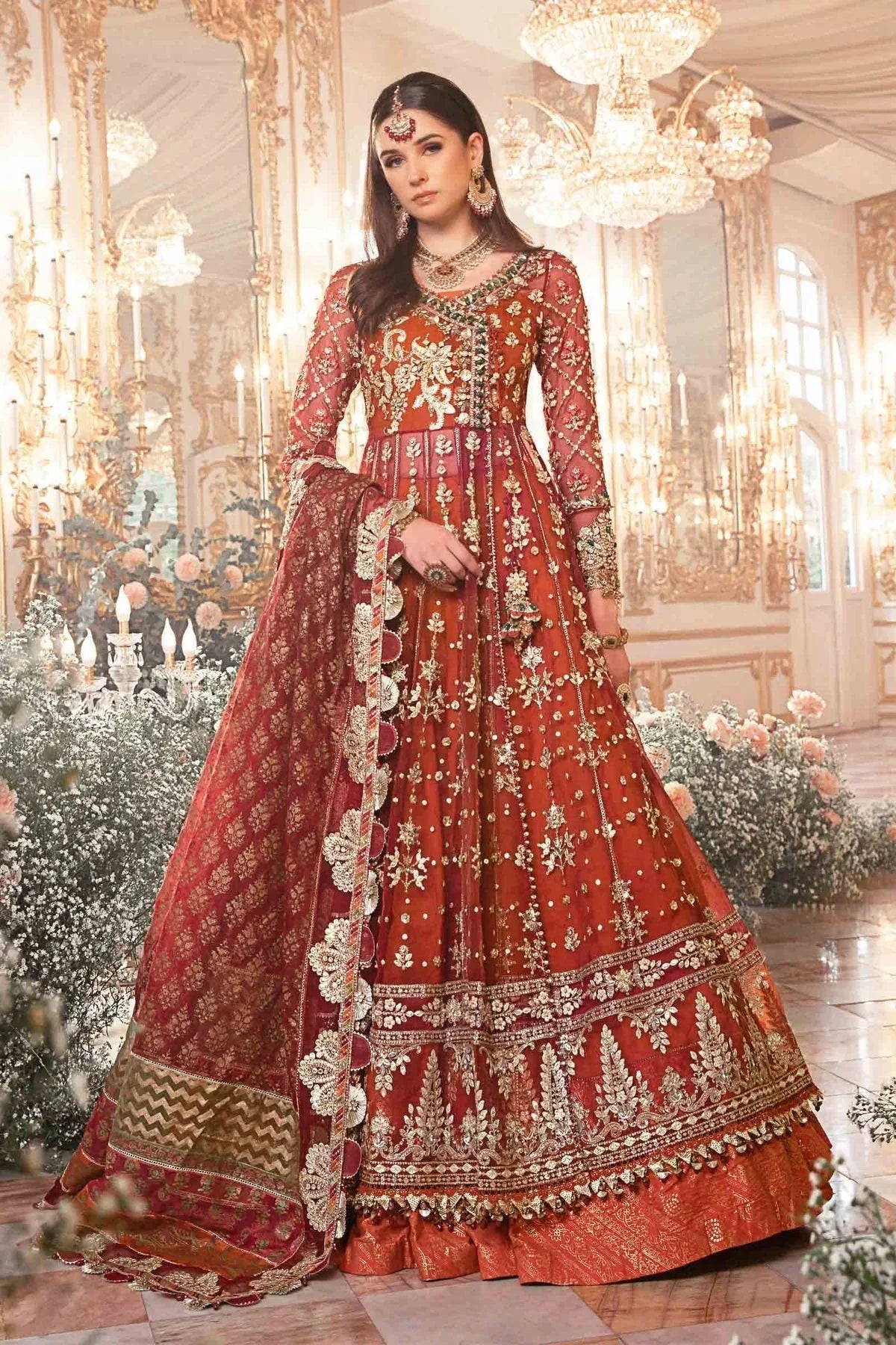 MARIA B-MBROIDERED | Maroon BD-2705 - Aqsa Fabrics
