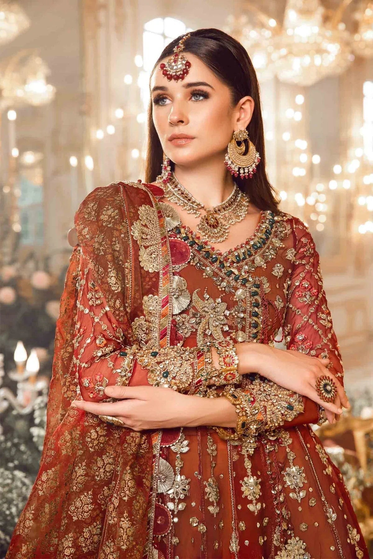 MARIA B-MBROIDERED | Maroon BD-2705 - Aqsa Fabrics