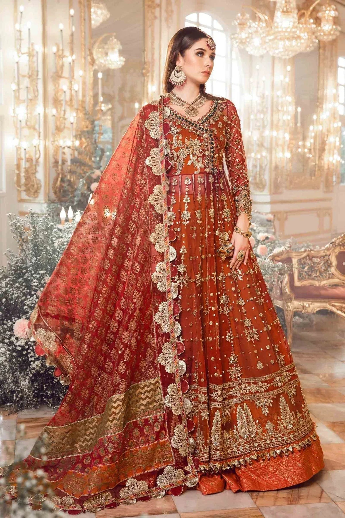 MARIA B-MBROIDERED | Maroon BD-2705 - Aqsa Fabrics