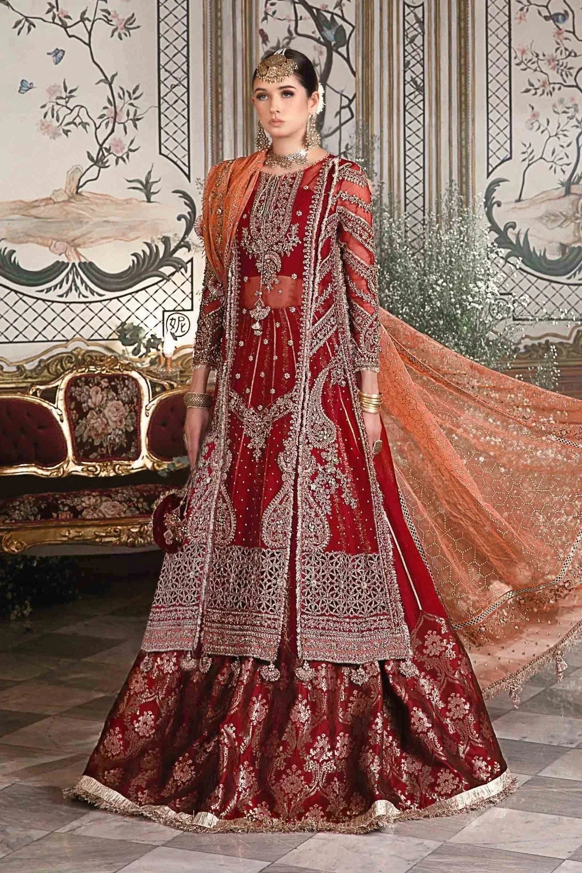 MARIA B-MBROIDERED | Maroon BD-2708 - Aqsa Fabrics