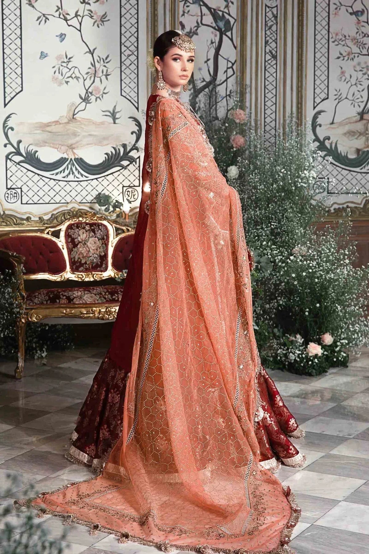 MARIA B-MBROIDERED | Maroon BD-2708 - Aqsa Fabrics