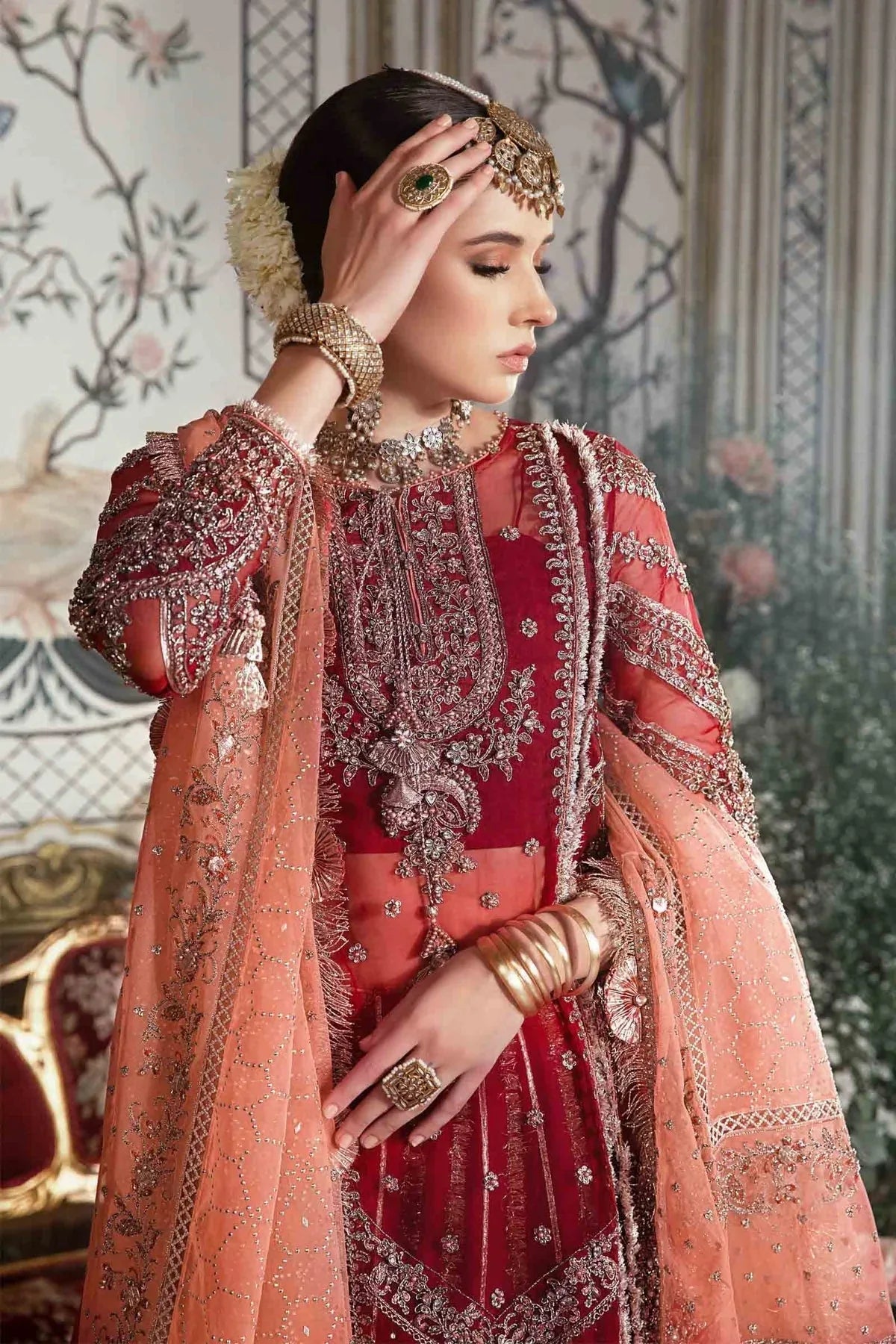 MARIA B-MBROIDERED | Maroon BD-2708 - Aqsa Fabrics