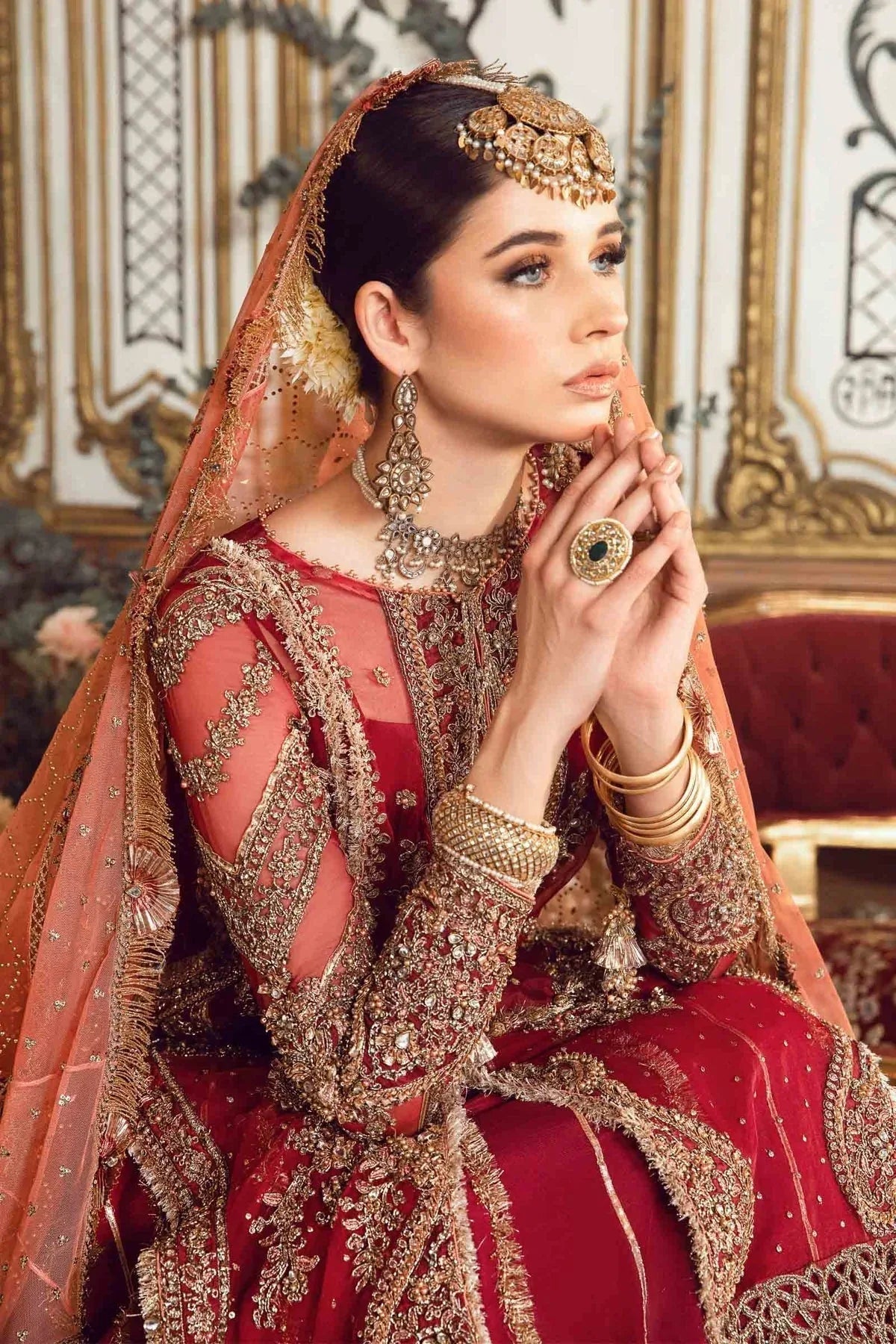 MARIA B-MBROIDERED | Maroon BD-2708 - Aqsa Fabrics