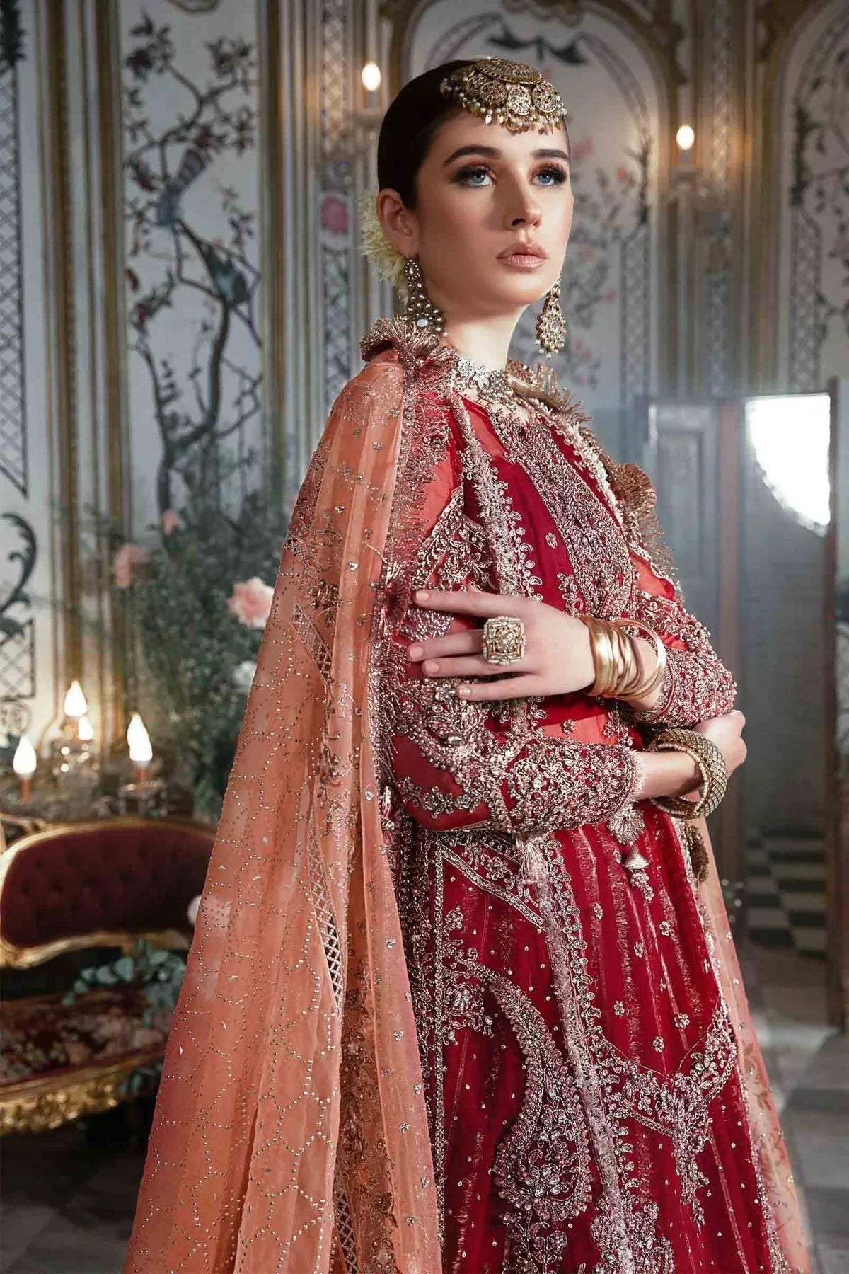 MARIA B-MBROIDERED | Maroon BD-2708 - Aqsa Fabrics