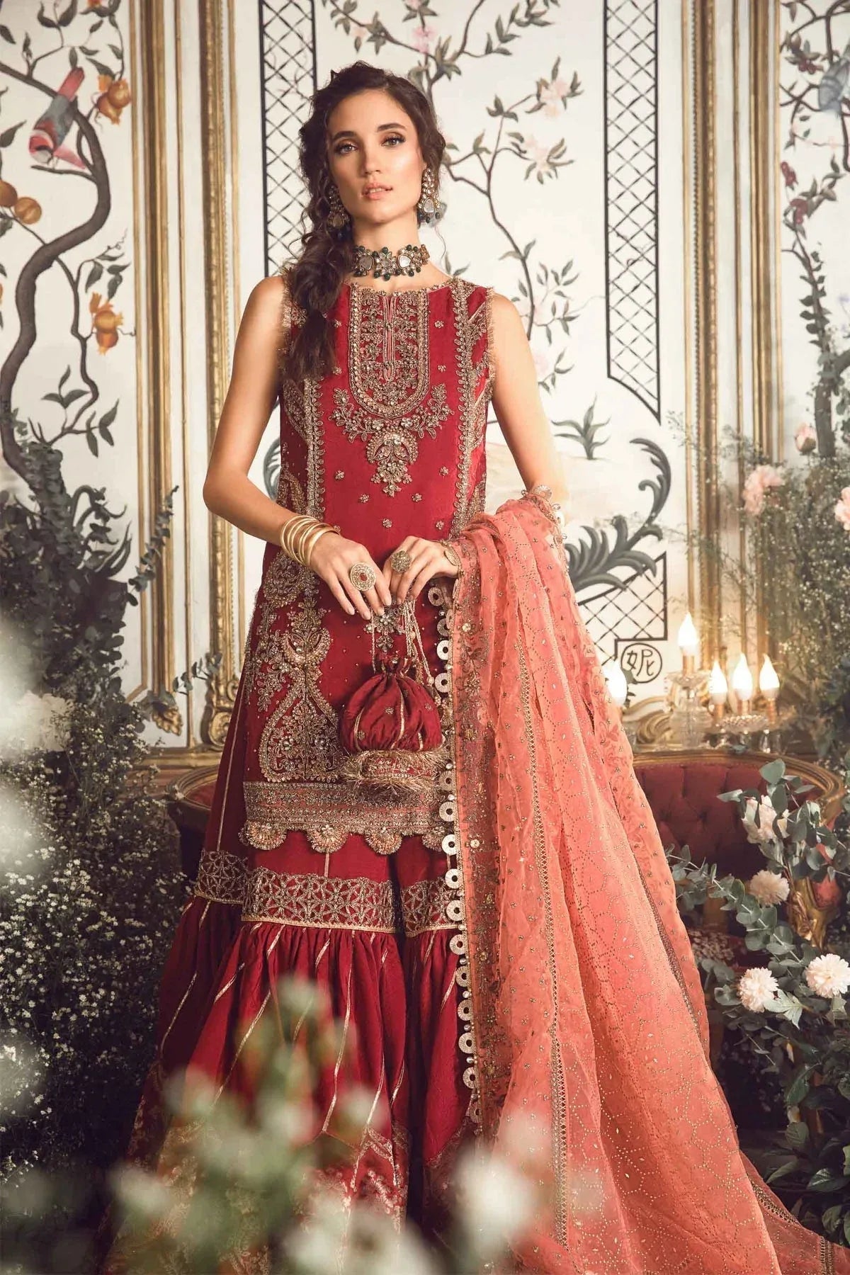 MARIA B-MBROIDERED | Maroon BD-2708 - Aqsa Fabrics