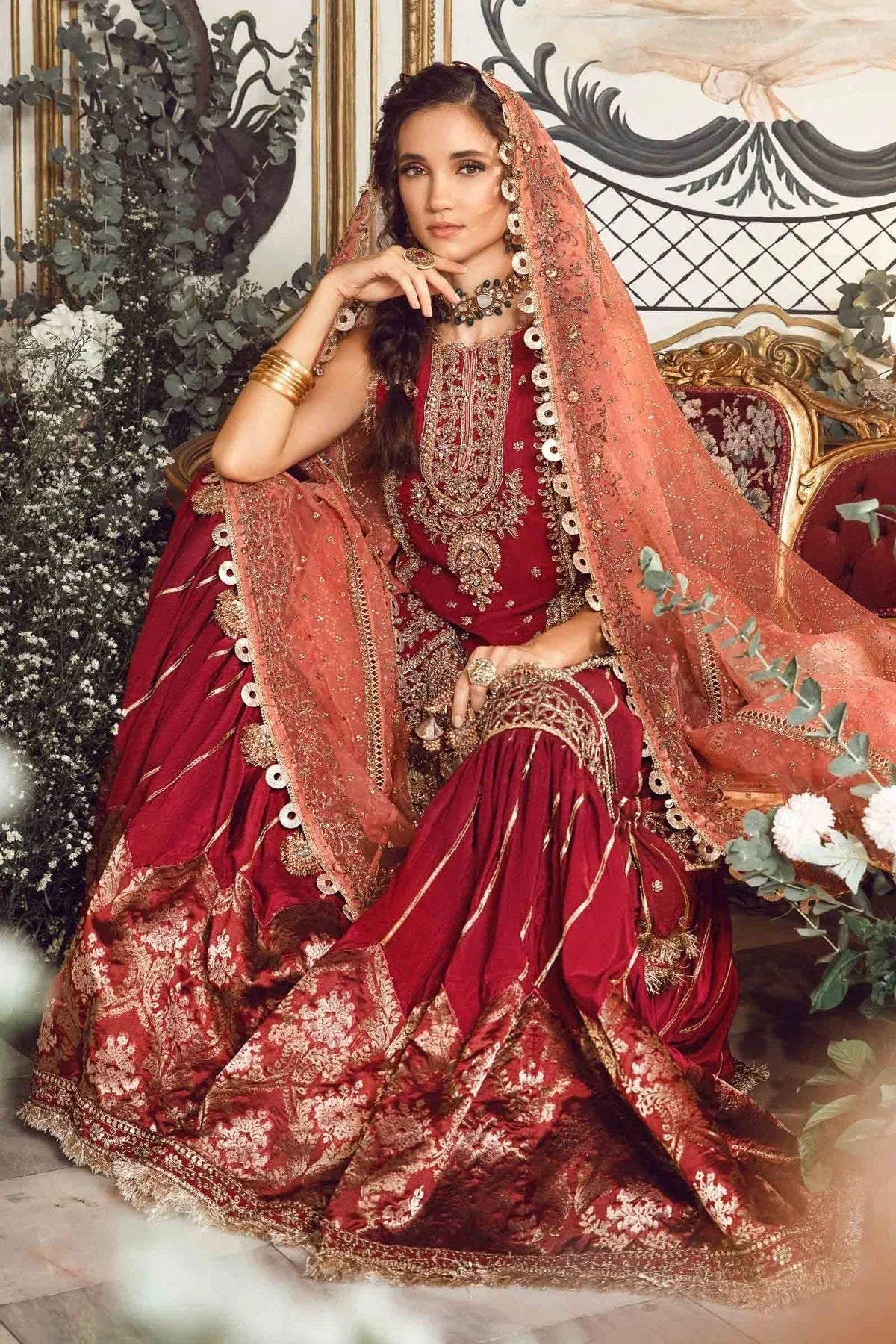 MARIA B-MBROIDERED | Maroon BD-2708 - Aqsa Fabrics