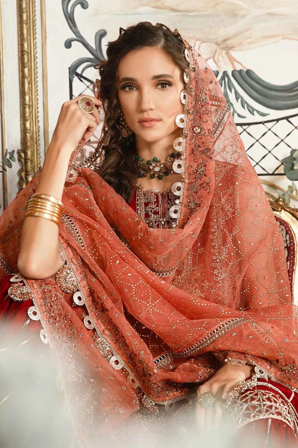 MARIA B-MBROIDERED | Maroon BD-2708 - Aqsa Fabrics