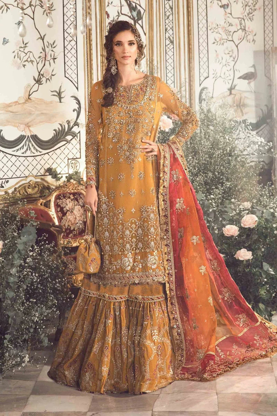 MARIA B-MBROIDERED | Mustard BD-2707 - Aqsa Fabrics