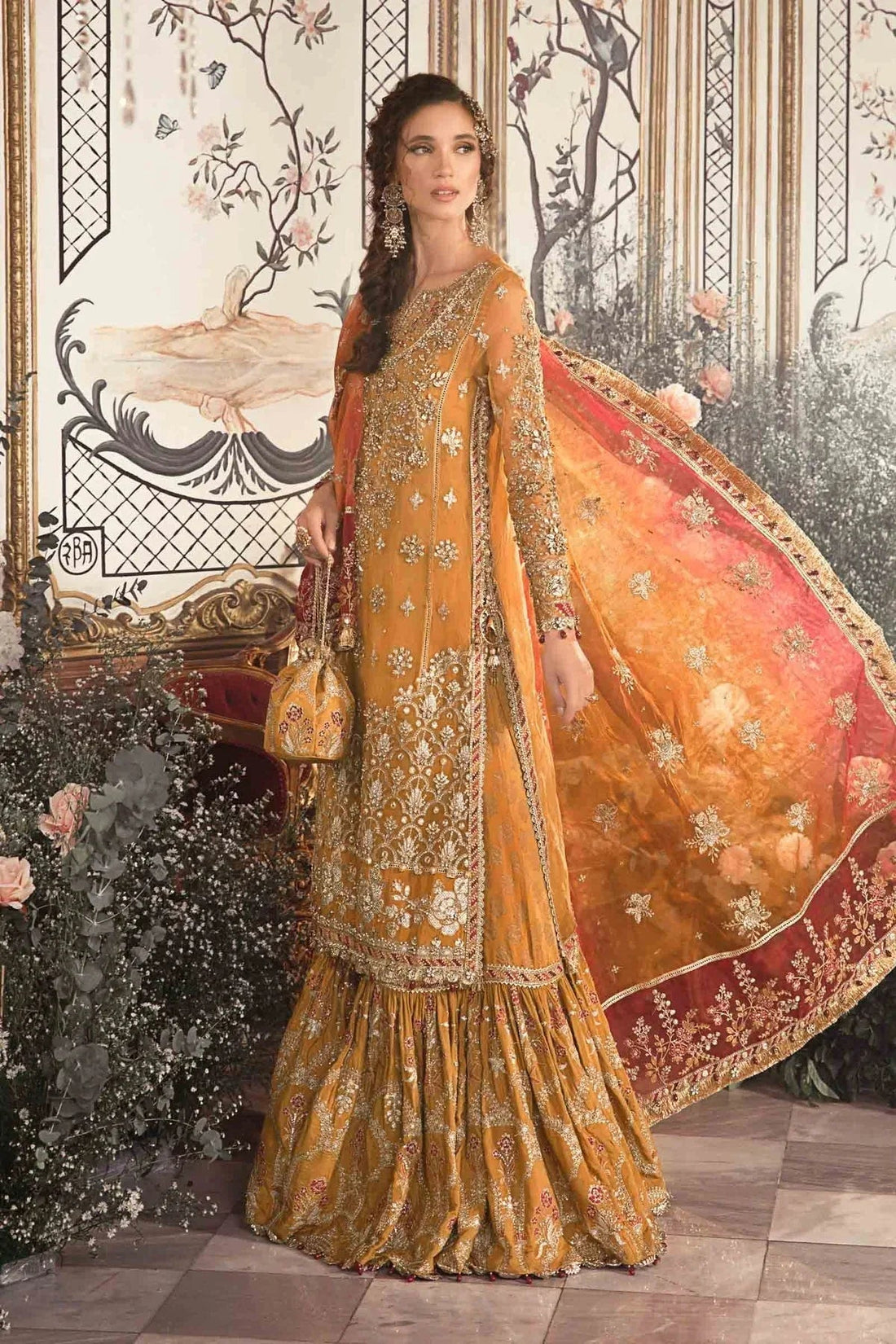 MARIA B-MBROIDERED | Mustard BD-2707 - Aqsa Fabrics