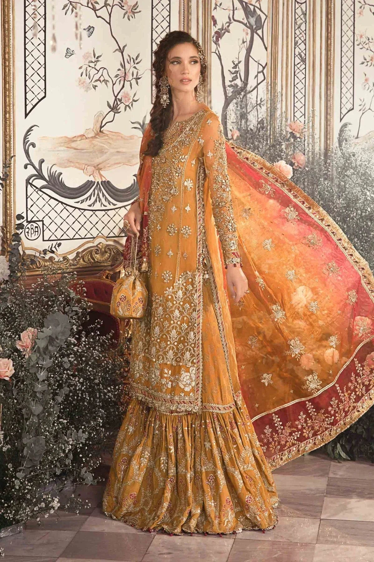 MARIA B-MBROIDERED | Mustard BD-2707 - Aqsa Fabrics