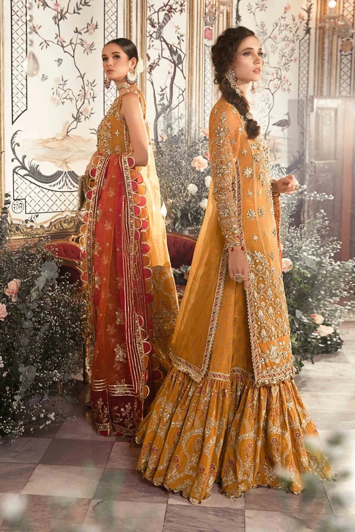 MARIA B-MBROIDERED | Mustard BD-2707 - Aqsa Fabrics