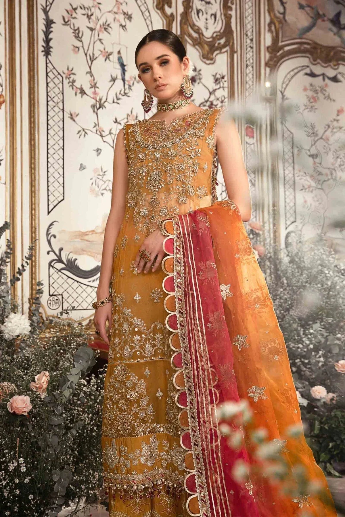 MARIA B-MBROIDERED | Mustard BD-2707 - Aqsa Fabrics