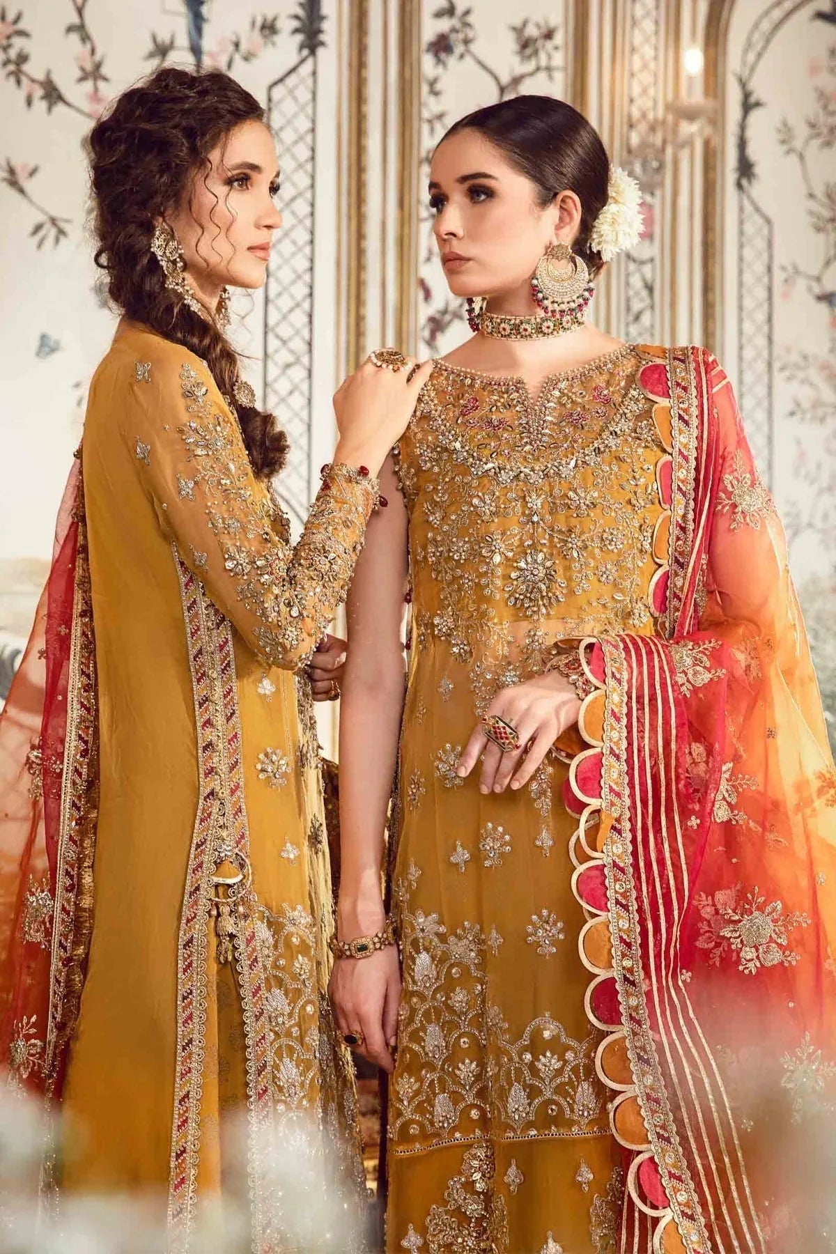 MARIA B-MBROIDERED | Mustard BD-2707 - Aqsa Fabrics
