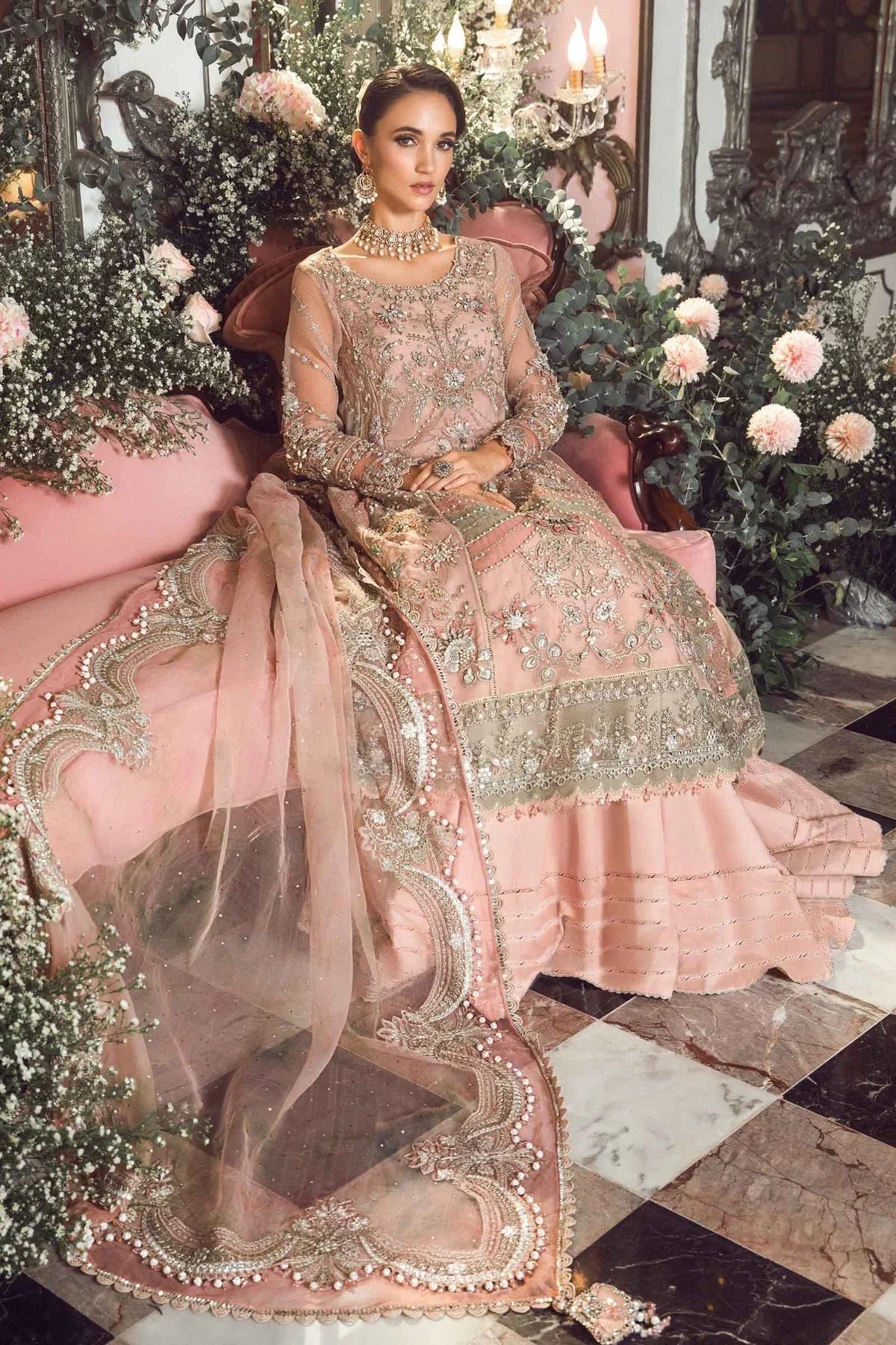 MARIA B-MBROIDERED | Pastel Pink BD-2706 - Aqsa Fabrics