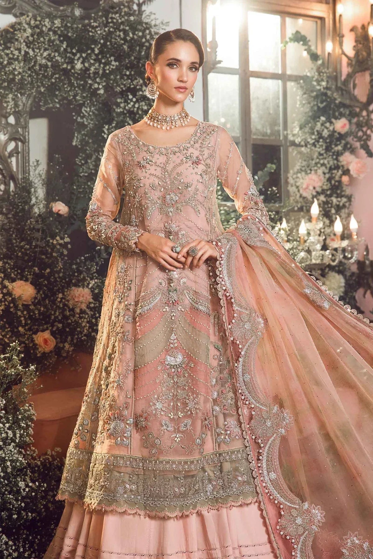 MARIA B-MBROIDERED | Pastel Pink BD-2706 - Aqsa Fabrics