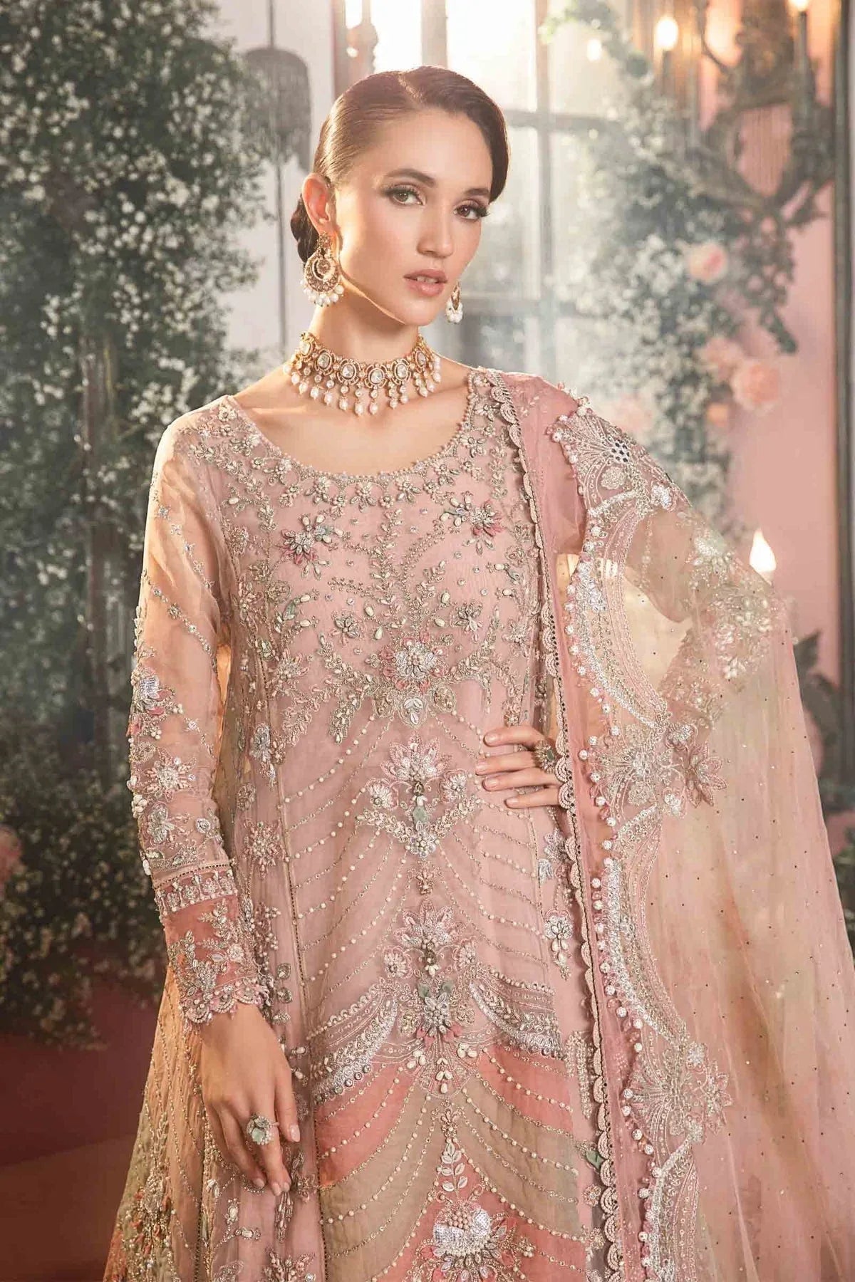 MARIA B-MBROIDERED | Pastel Pink BD-2706 - Aqsa Fabrics