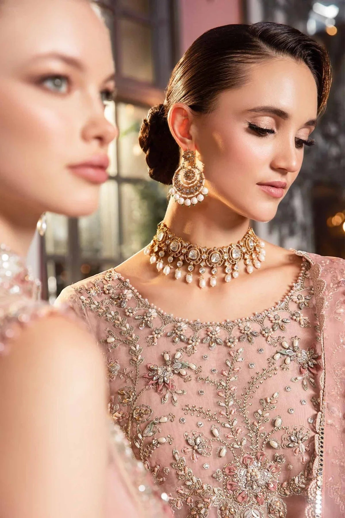 MARIA B-MBROIDERED | Pastel Pink BD-2706 - Aqsa Fabrics