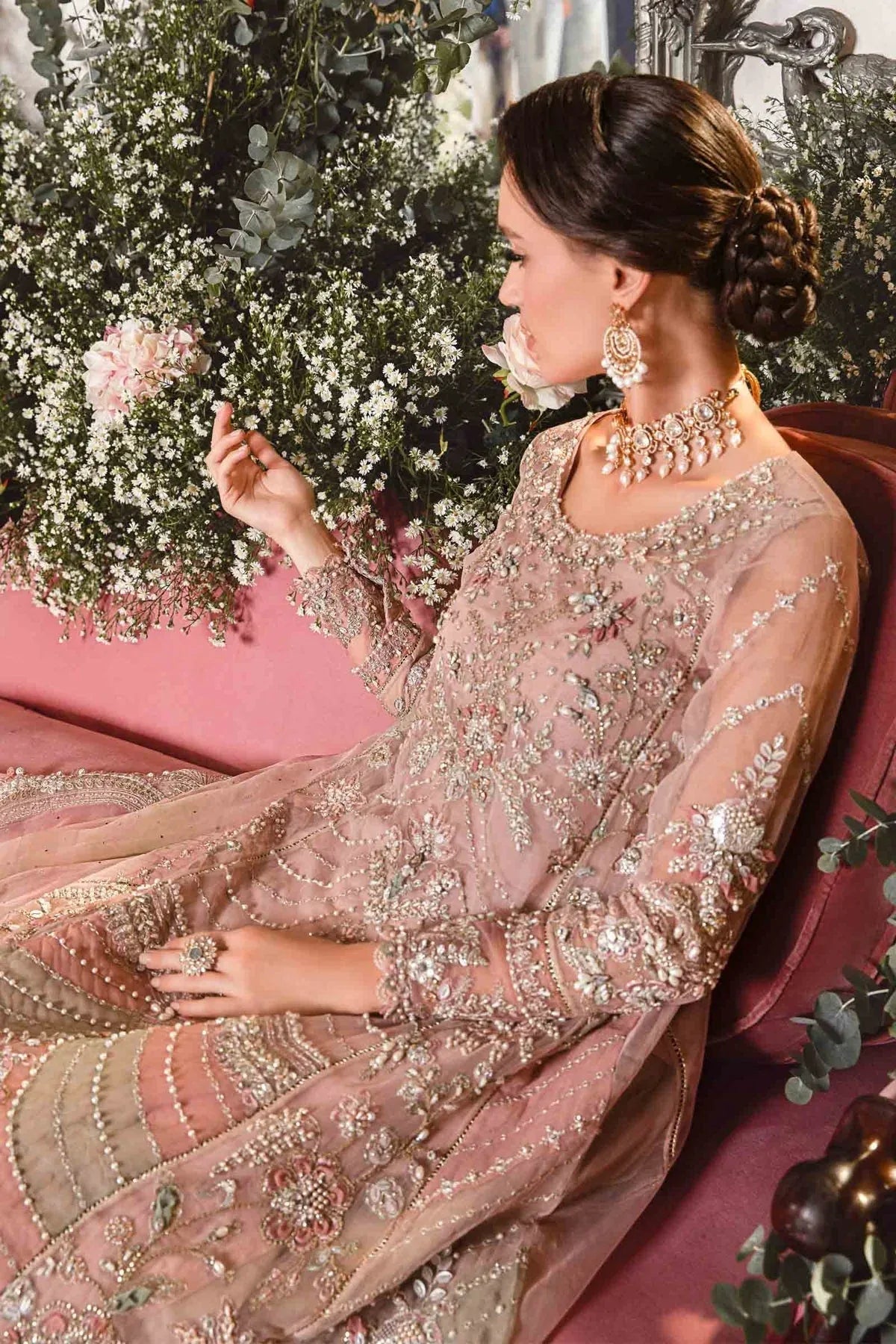MARIA B-MBROIDERED | Pastel Pink BD-2706 - Aqsa Fabrics