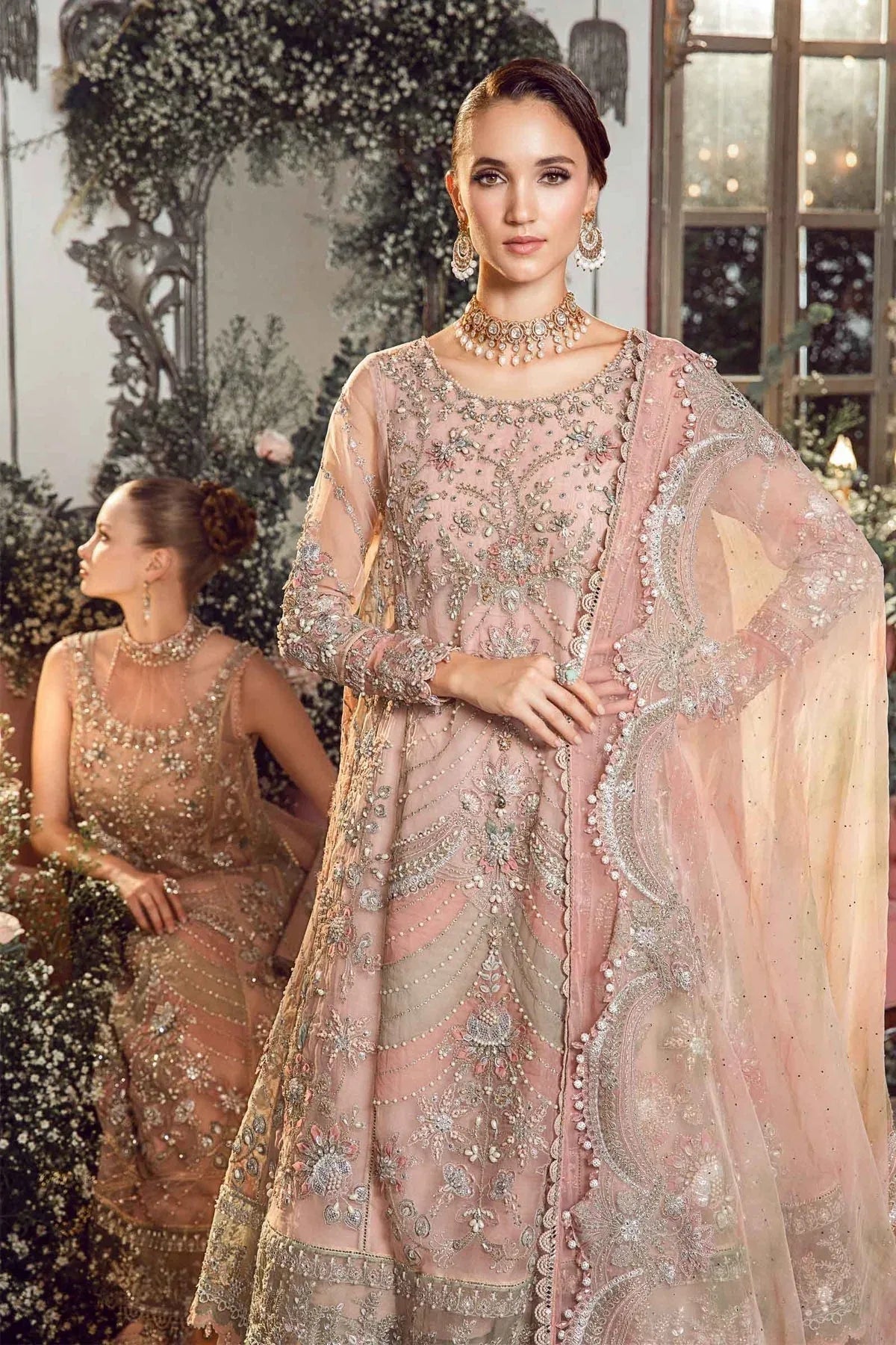 MARIA B-MBROIDERED | Pastel Pink BD-2706 - Aqsa Fabrics