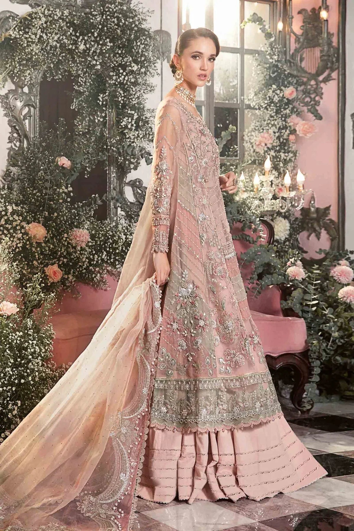 MARIA B-MBROIDERED | Pastel Pink BD-2706 - Aqsa Fabrics