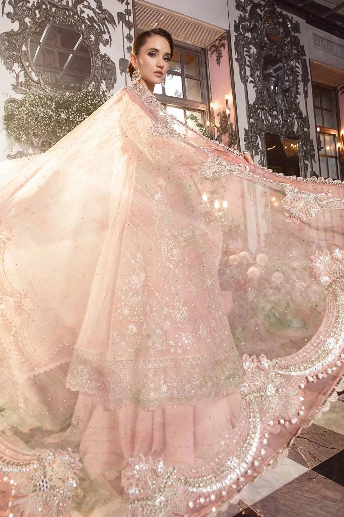 MARIA B-MBROIDERED | Pastel Pink BD-2706 - Aqsa Fabrics