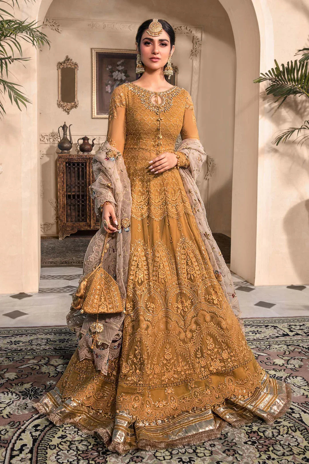 MARIA B Mustard BD-2606 MBROIDERED - Aqsa Fabrics